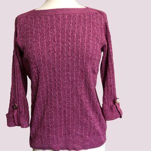 Mulberry Sweater with Gold Button Accents